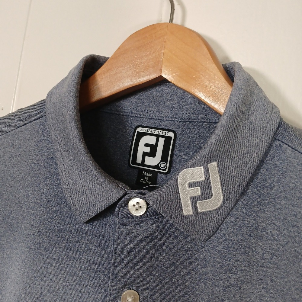 FootJoy FJ Logo Golf Polo Shirt Mens M Blue Striped Athletic Fit Short Sleeve - Picture 6 of 8